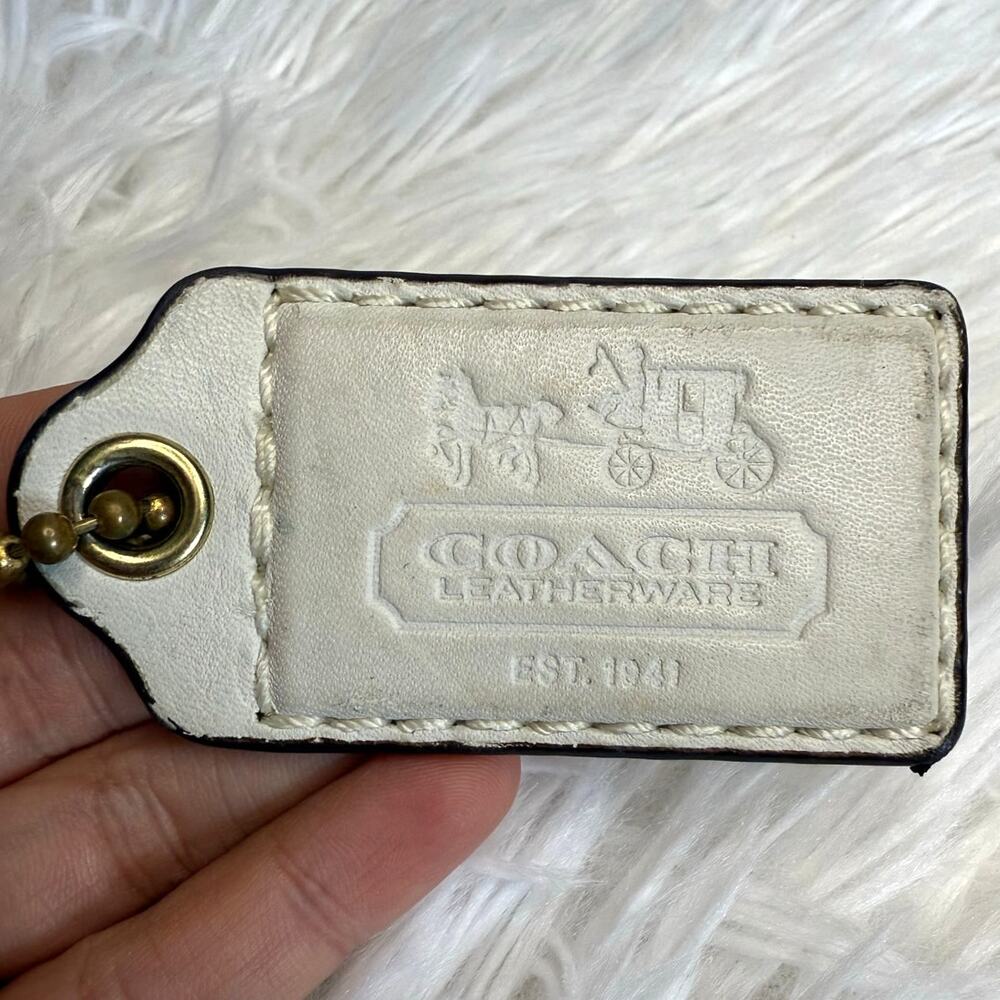 2.5" y2k COACH Vintage Leatherware Fob Bag Charm Hang tag Hangtag - Picture 1 of 3